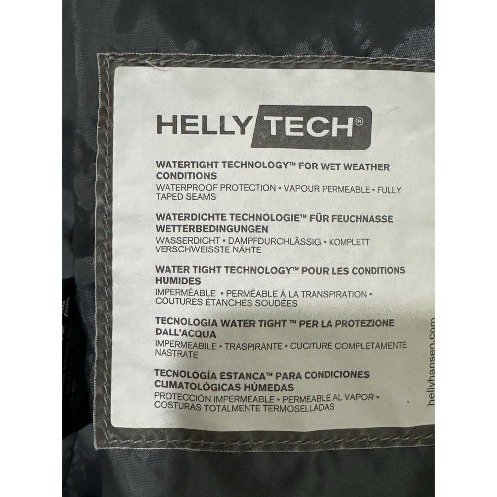Helly Hansen Rain Jacket Mens Medium Blue Hooded Packable Helly Tech Nylon - Picture 6 of 10